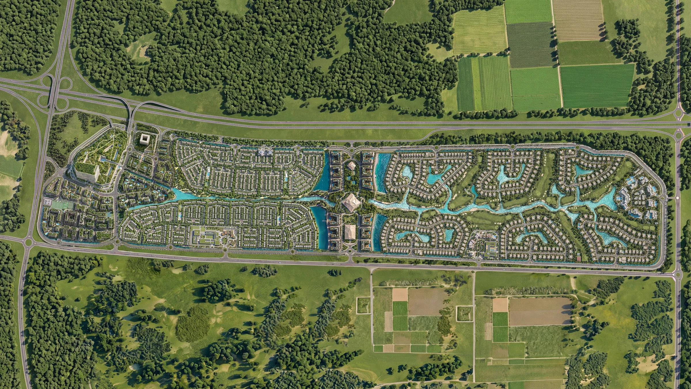 Site layout drawing of the community showing plot boundaries, the lagoon and the road approach